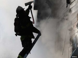 Firefighter with an ax